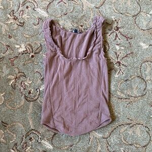 UNIF Mauve Ribbed Scoop Neck Tank Top